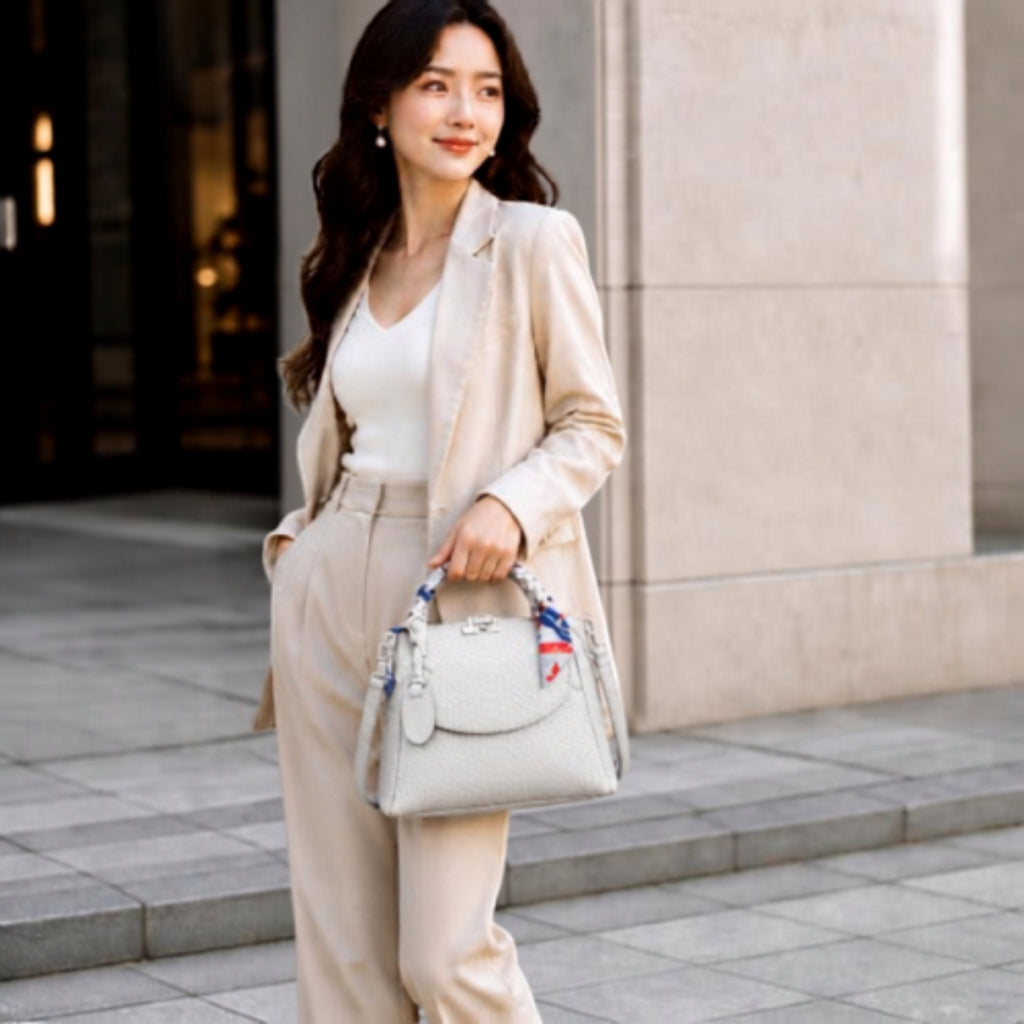 Woman's white handbag stylish should back with adjustable strap Lightweight & elegant