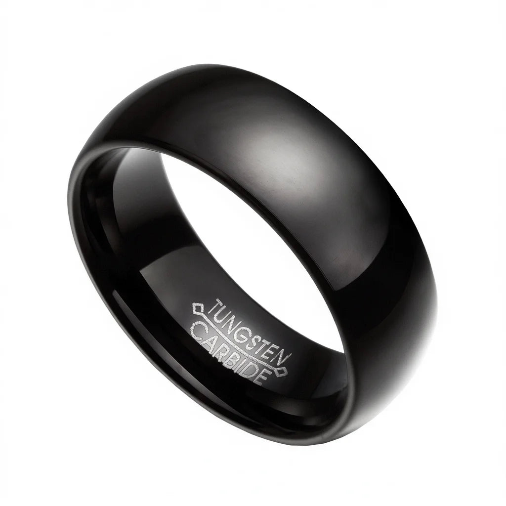 Black Tungsten Carbide Wedding Band 7mm Comfort Fit Unisex Ring Size 10
