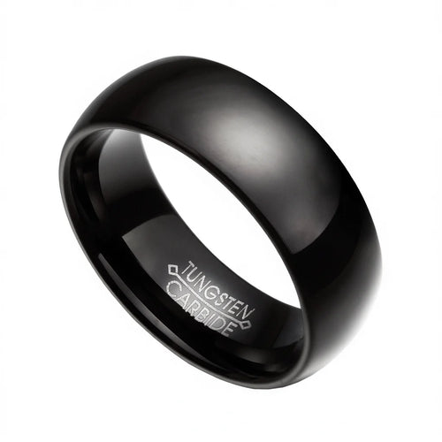 Black Tungsten Carbide Wedding Band 7mm Comfort Fit Unisex Ring Size 10