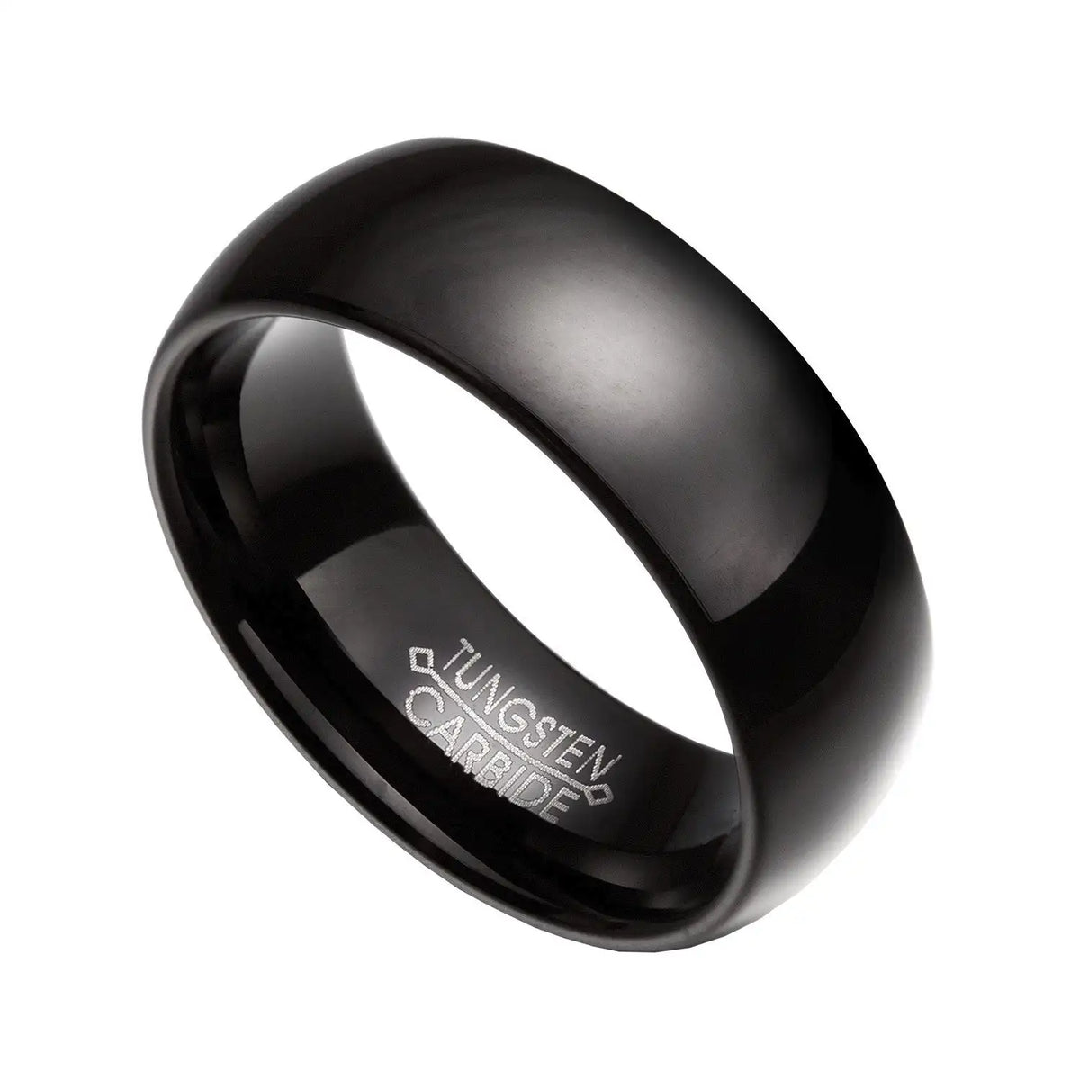 Black Tungsten Carbide Wedding Band 7mm Comfort Fit Unisex Ring Size 10