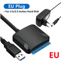 SATA to USB 3.0 Adapter Cable 12V Power Adapter Included SATA III Hard Drive Disk Converter UASP Support for3.5/2.5 Inch SSD HDD